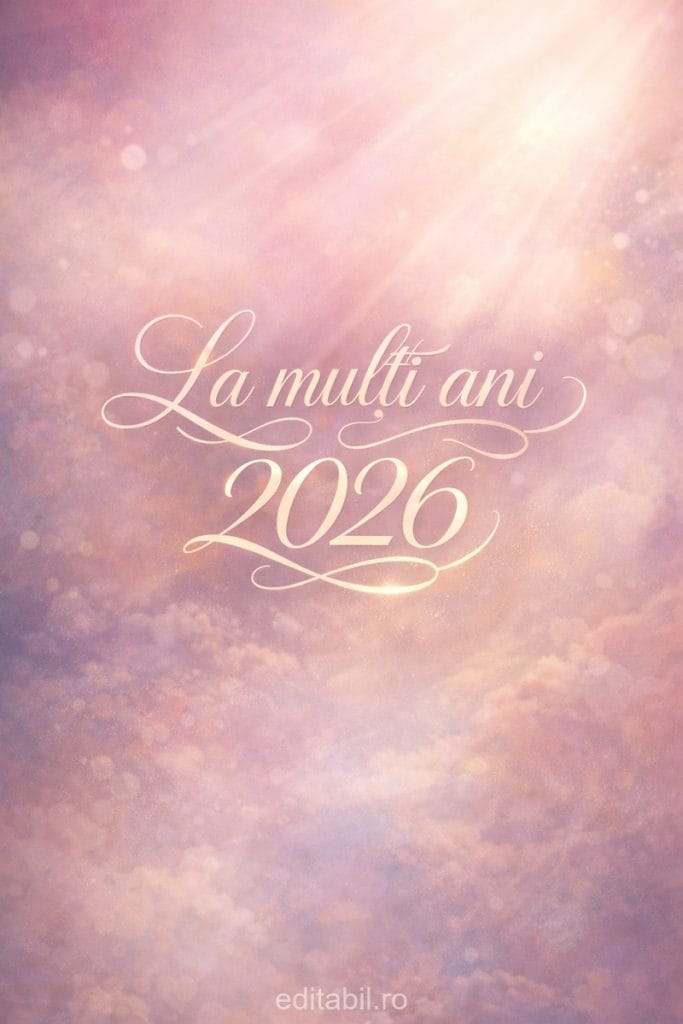 Imagine premium cu text La mulți ani 2026, detalii fine și lumină elegantă