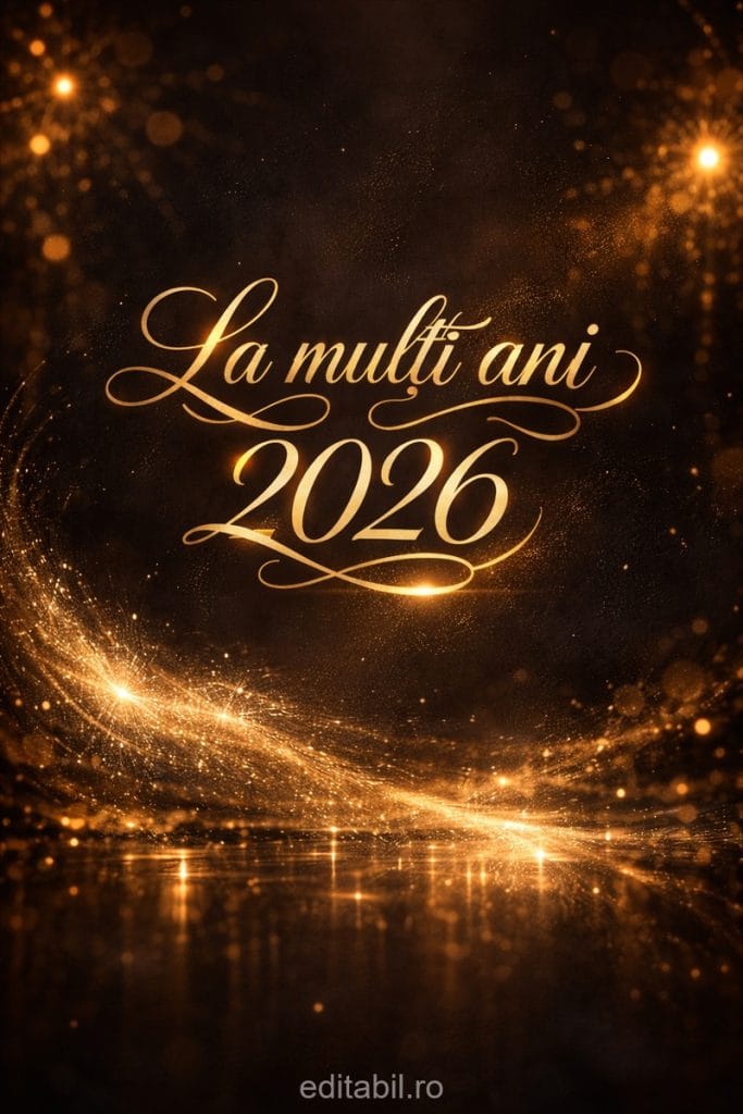 Compoziție artistică emoțională cu text La mulți ani 2026 și lumină difuză