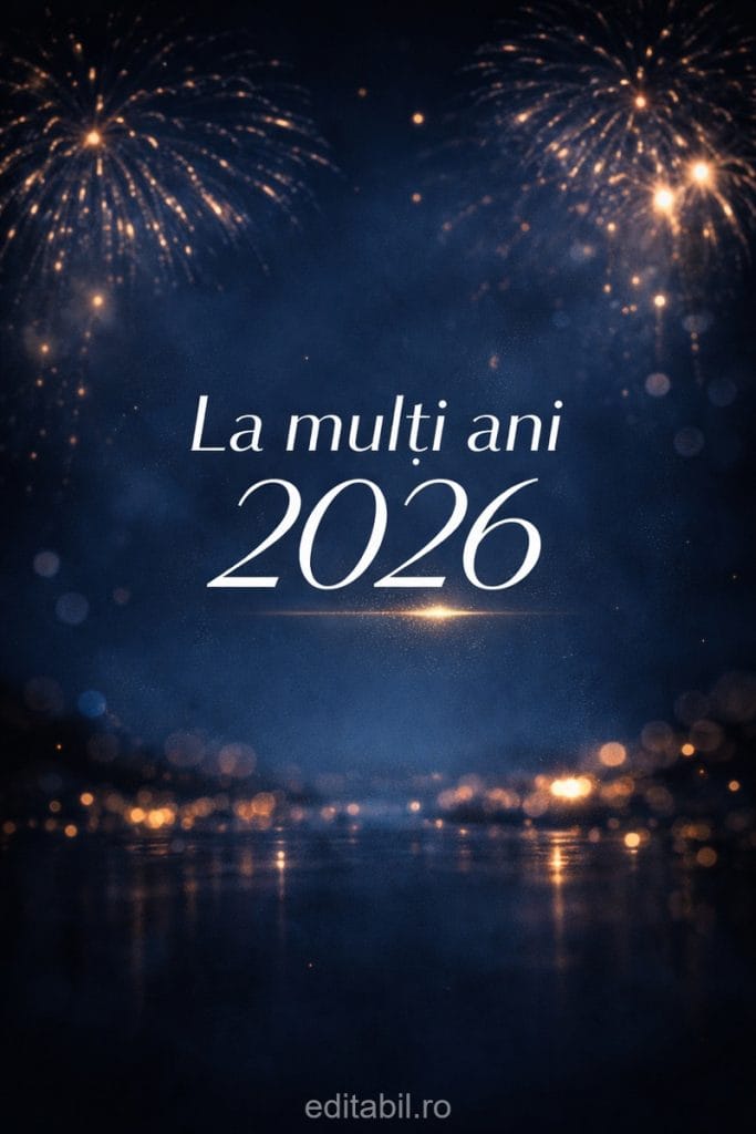Imagine rafinată de An Nou cu text La mulți ani 2026 și stil premium