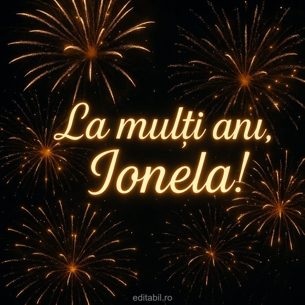 Felicitare cu artificii pentru Ionela.