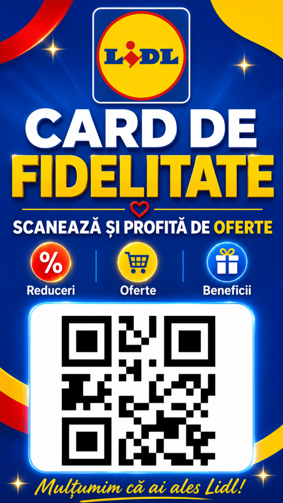 Cod QR Lidl Plus pe smartphone, gata de prezentat la casa de marcat pentru reduceri