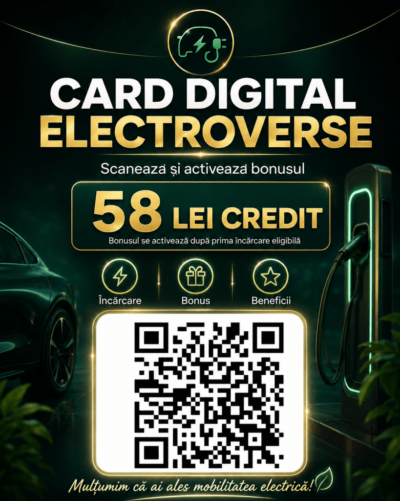 Card digital Electroverse pentru încărcare inteligentă și credit promoțional de 58 lei