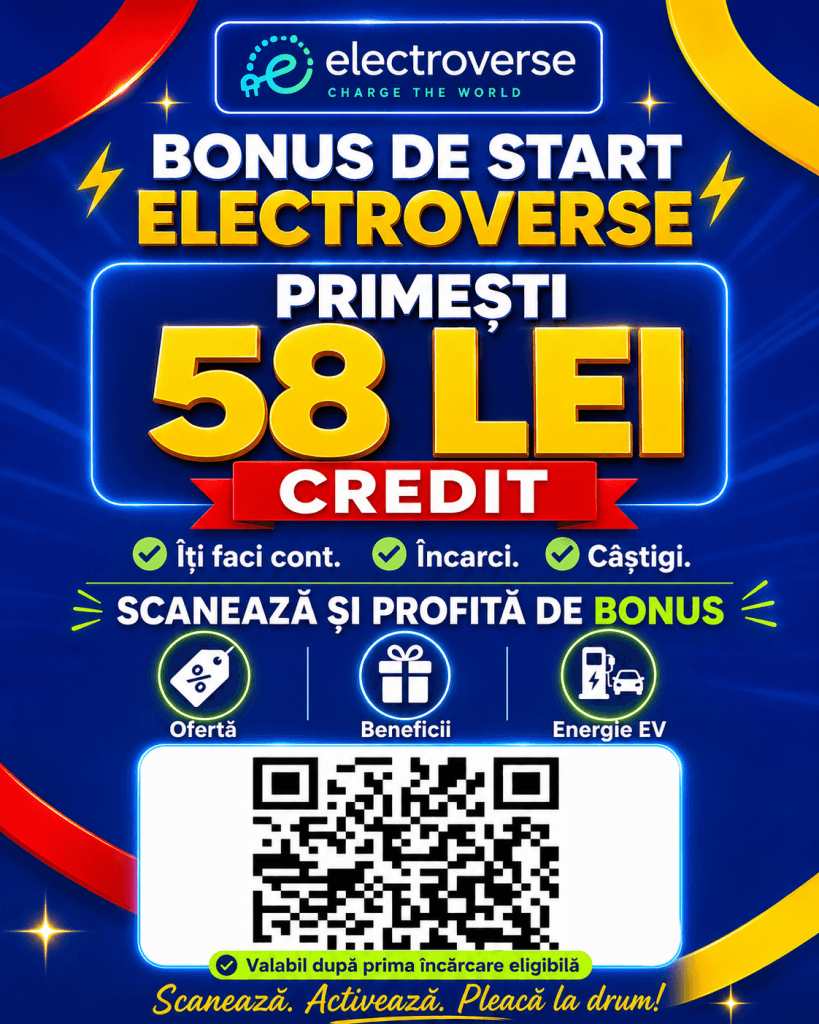 Card premium Electroverse pentru activarea bonusului de start de 58 lei după prima încărcare eligibilă