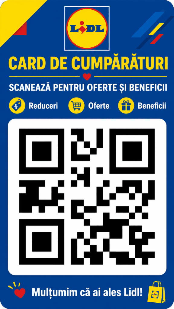 Card Lidl Plus cu cod QR vizibil pentru scanare la casă