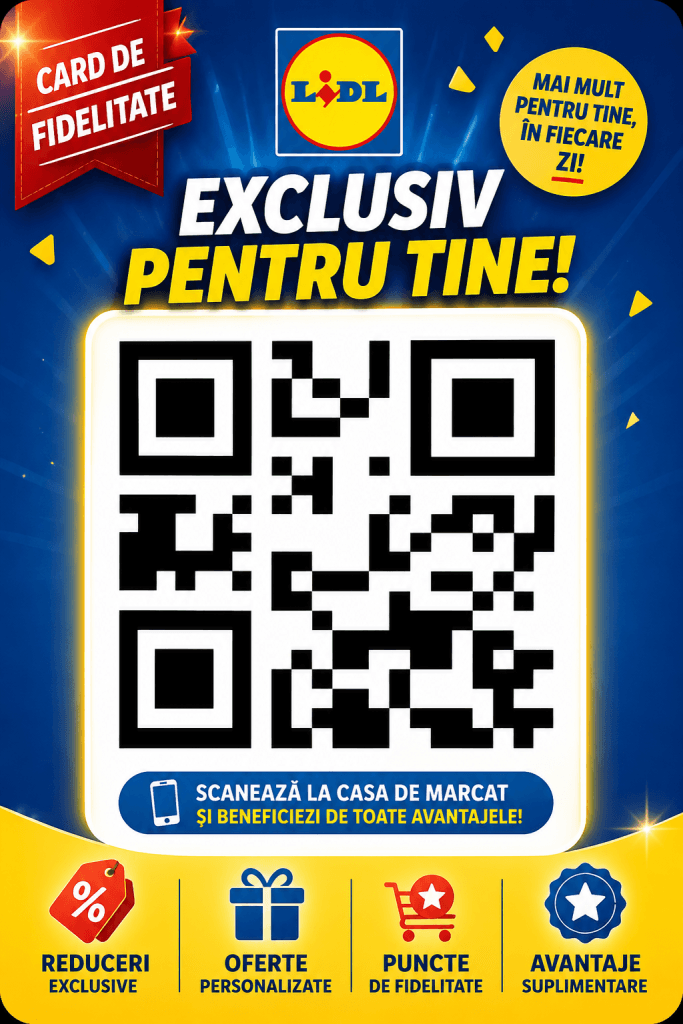 Cod QR Lidl Plus pentru clienții care vor să folosească reducerile la casă