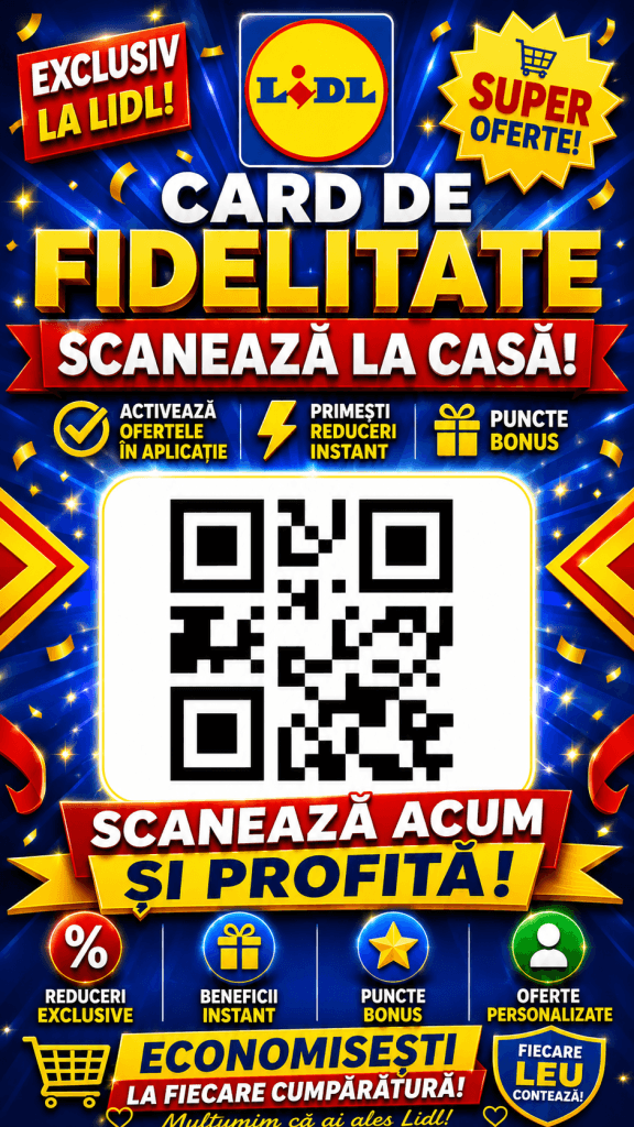 Cod QR Lidl Plus pentru reduceri, oferte și beneficii la cumpărături