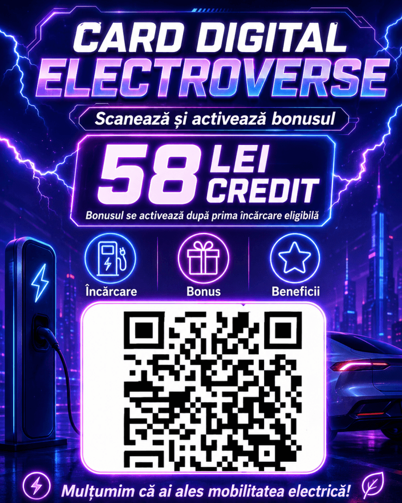 Ofertă Electroverse pentru șoferii de mașini electrice, cu bonus de 58 lei și RFID gratuit