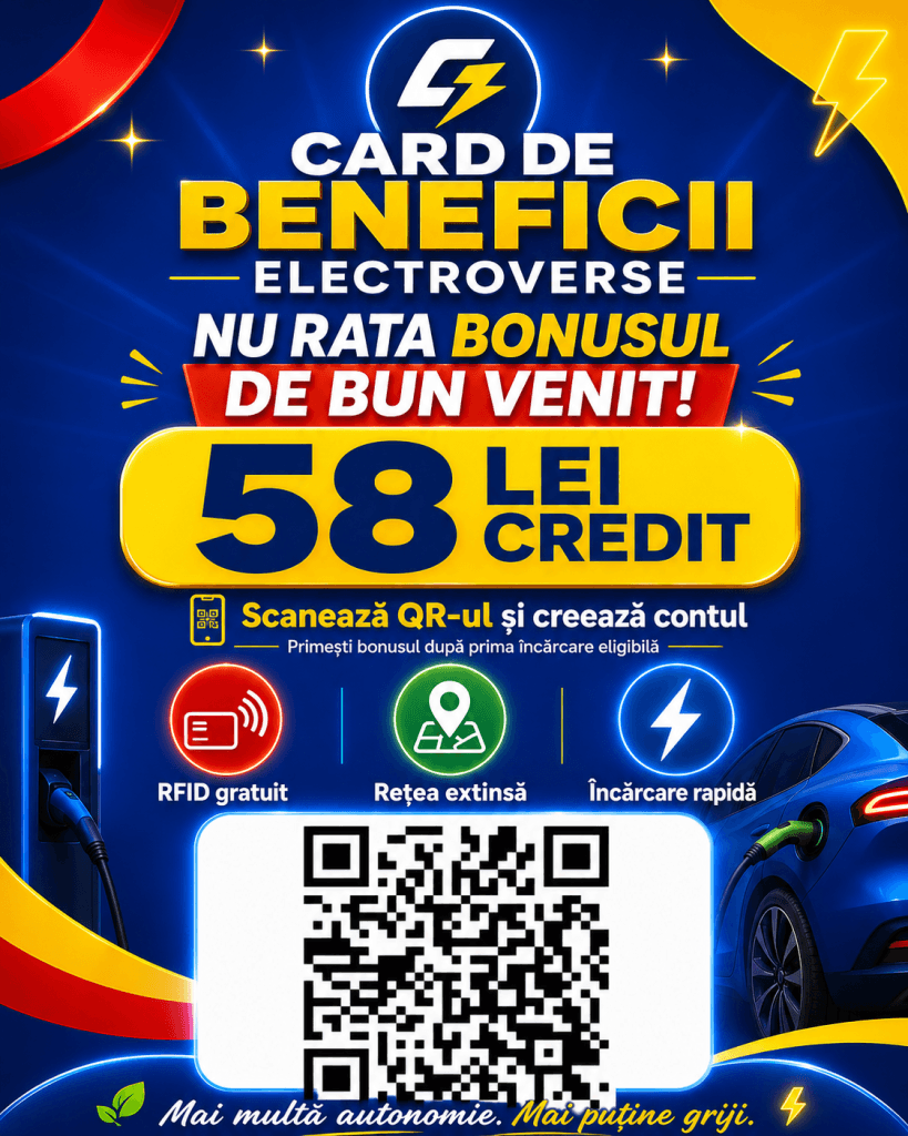 Cod QR Electroverse pentru înscriere și activarea bonusului destinat încărcării mașinii electrice