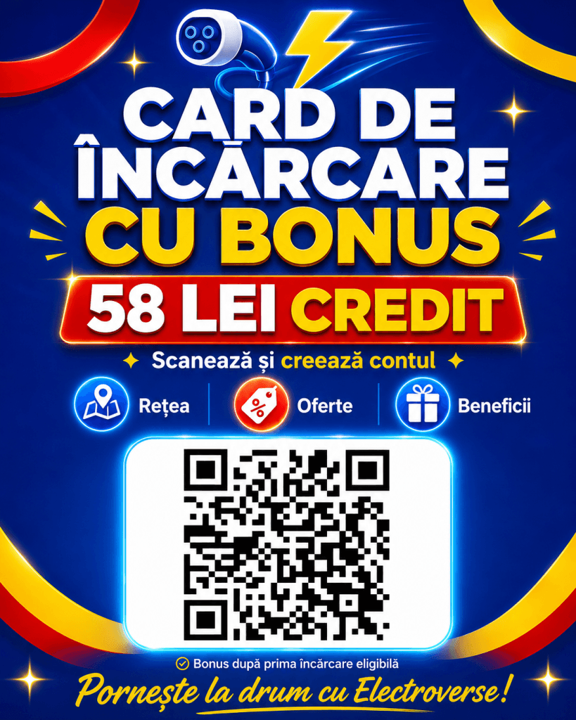Promoție Electroverse pentru încărcare rapidă, card RFID și bonus activat prin cod QR